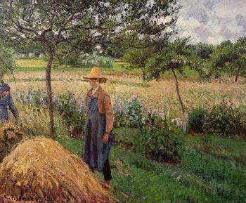 Camille Pissarro : Grey Weather, Morning with Figures, Eragny